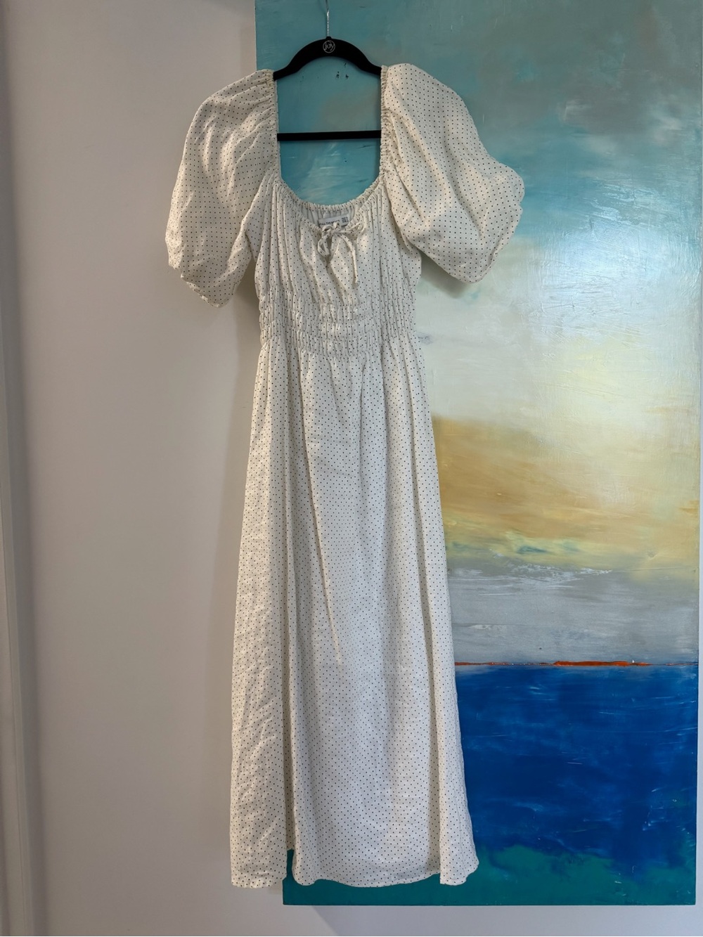 FAITHFUL THE BRAND Women's Puff Sleeve White Eyelet Maxi Dress